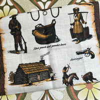 Vintage Tea Towel UNUSED Pioneer Sketchbook