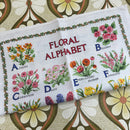 Vintage Tea Towel UNUSED Floral Alphabet