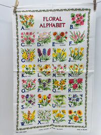 Vintage Tea Towel UNUSED Floral Alphabet