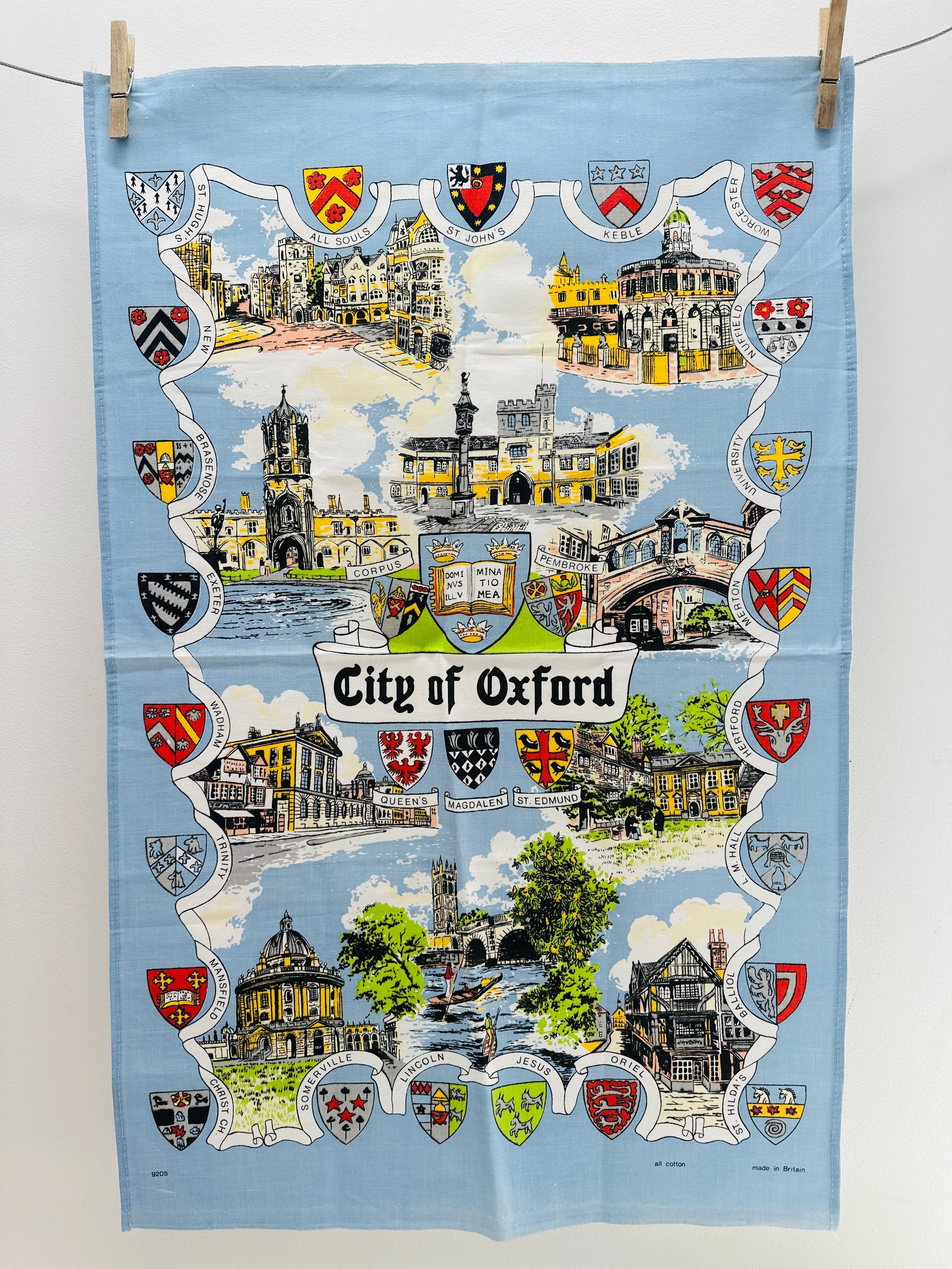Vintage Tea Towel UNUSED City of Oxford