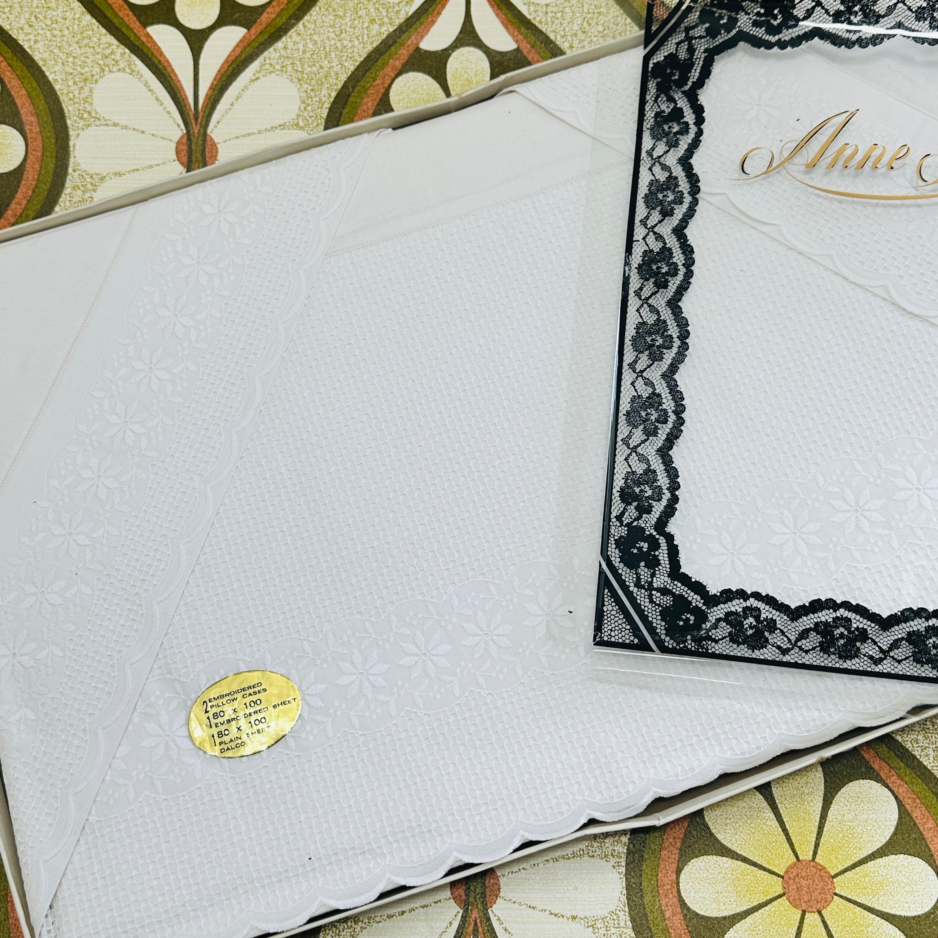 Stunning White Embroidered Sheet Set BOXED
