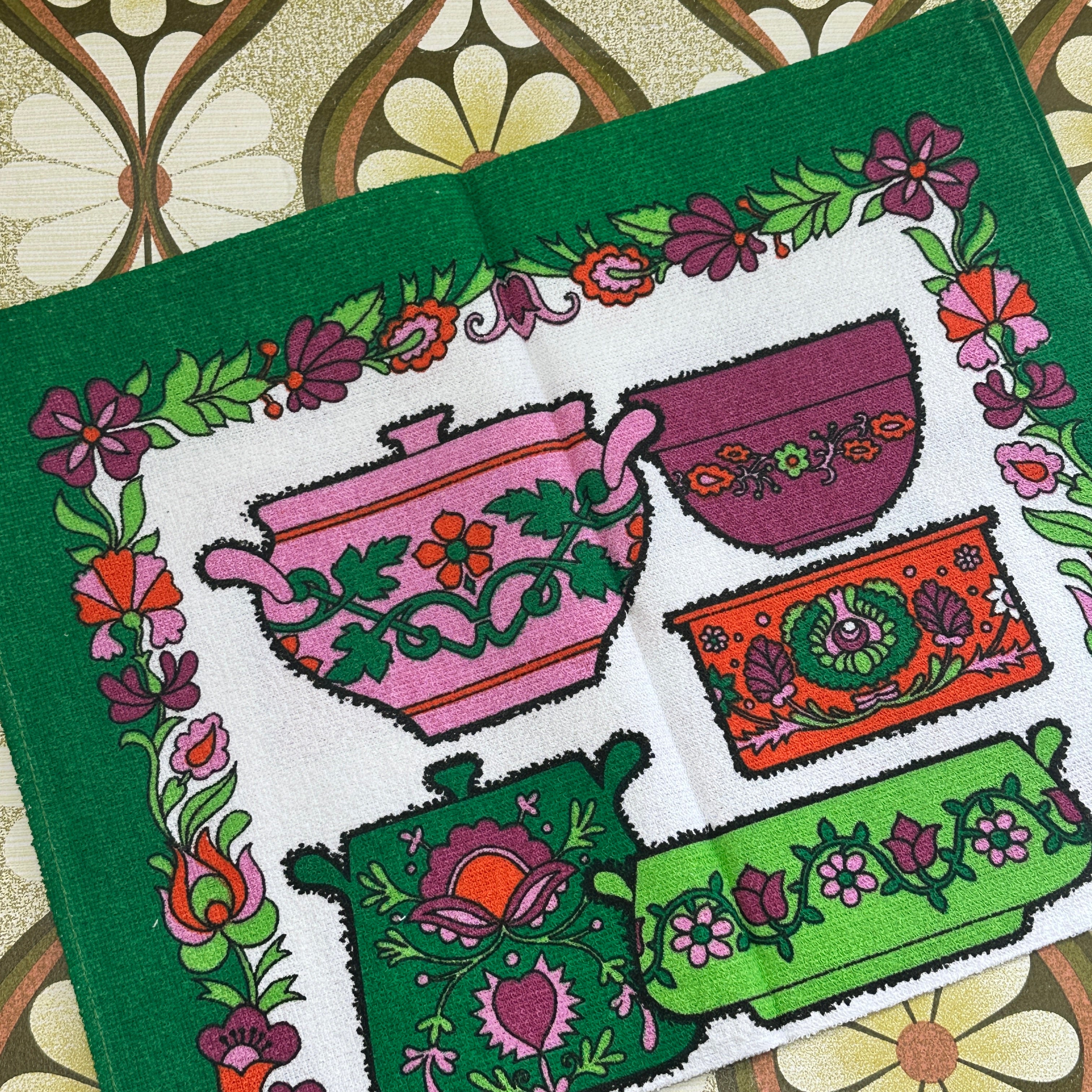 Vintage Tea Towel  Unused  Pyrex Cotton RETRO