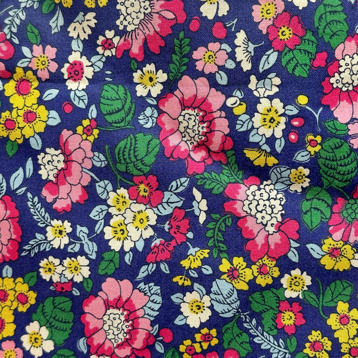 140cms Stunning Cotton Fabric Blue & Pink Floral