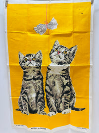 Unused Retro Linen Tea Towel  Kittens ULSTER