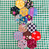 HEXAGON Craft Pack PAIR Vintage Fabric # 2