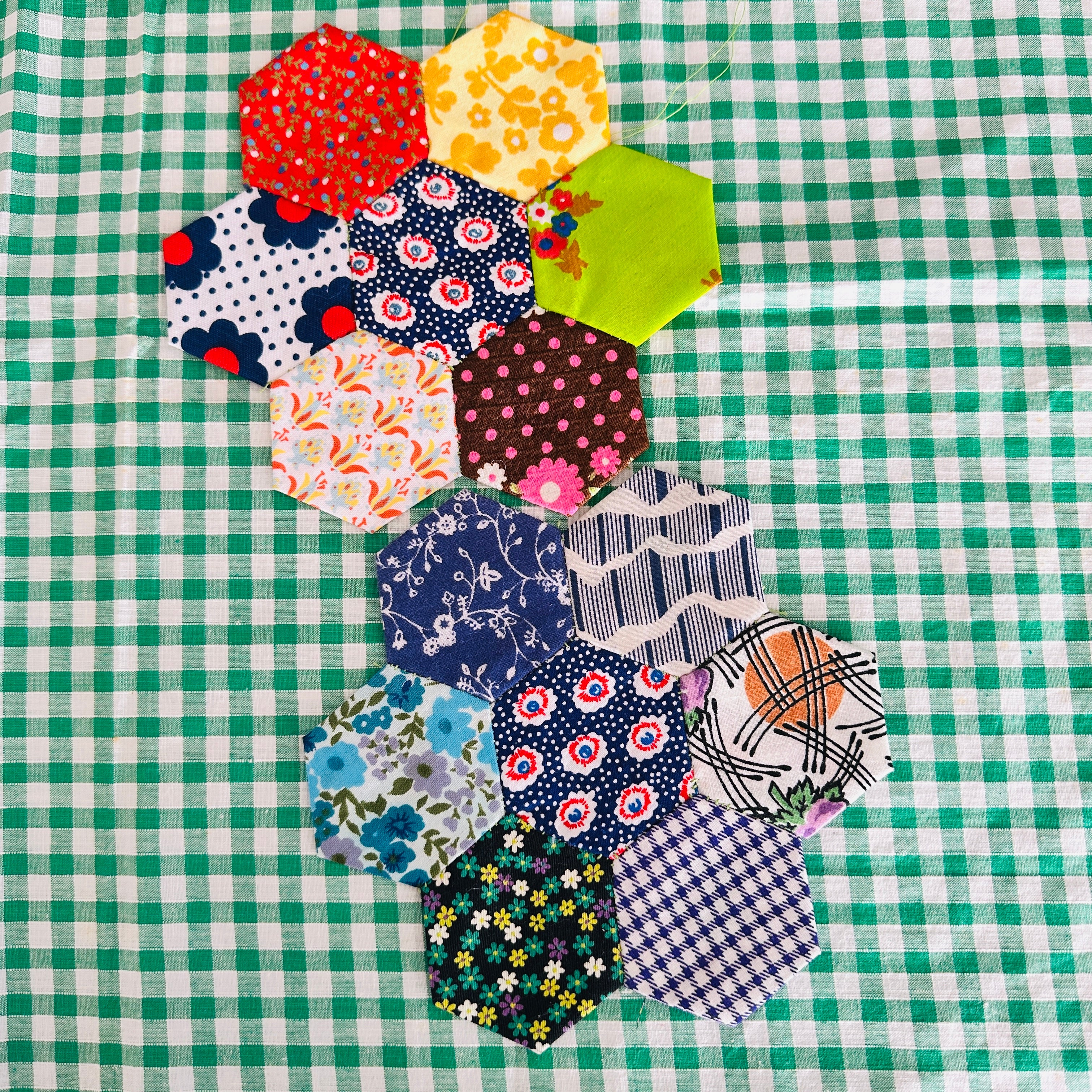 HEXAGON Craft Pack PAIR Vintage Fabric # 4
