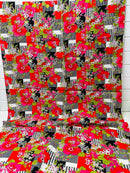 200cms Simply Stunning VINTAGE Cotton Fabric Bright Reds & Pinks