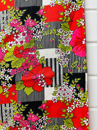 200cms Simply Stunning VINTAGE Cotton Fabric Bright Reds & Pinks