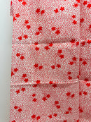 240cms Vintage Red Cotton Floral Fabric