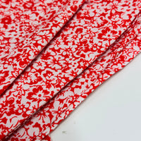 200cms Vintage Red Floral Fabric COTTON