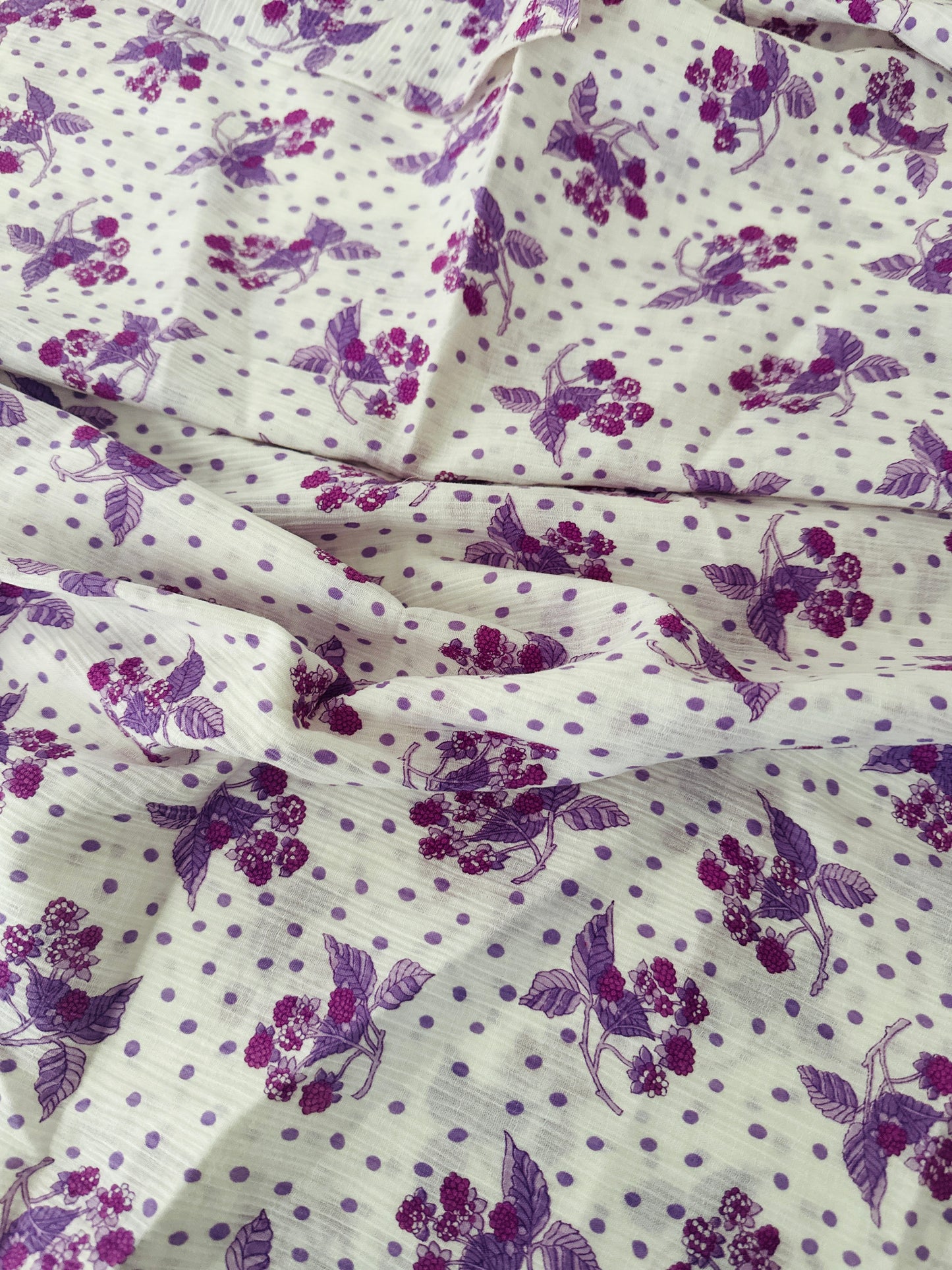 100cms Cute VINTAGE Purple POLKA Dot Fabric