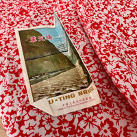 200cms Vintage Red Floral Fabric COTTON