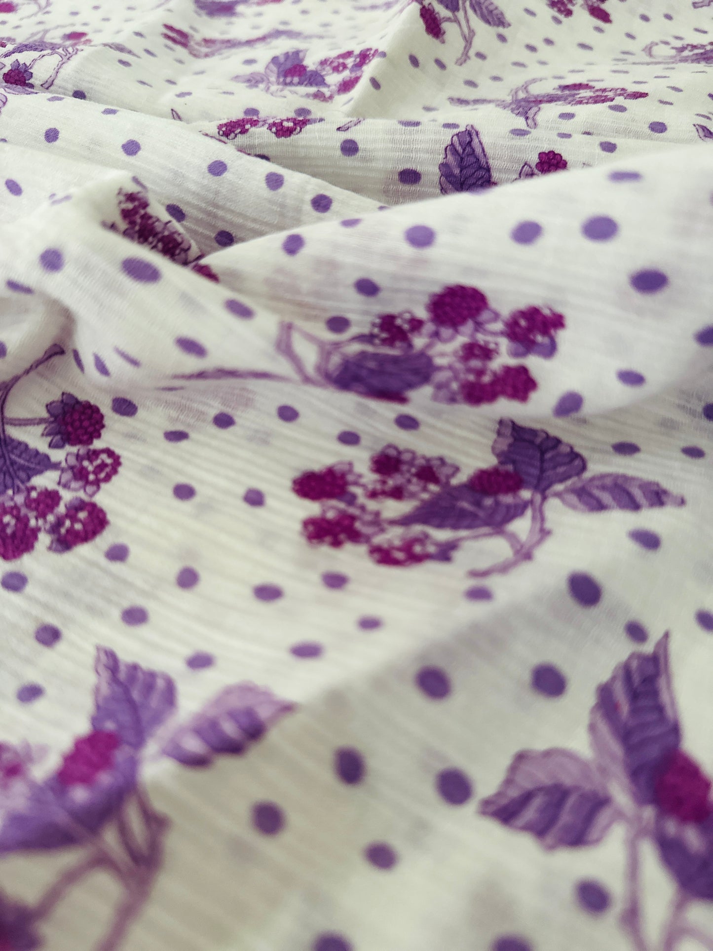 100cms Cute VINTAGE Purple POLKA Dot Fabric