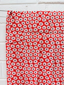 240cms Red & White Floral Fabric LOVELY Vintage