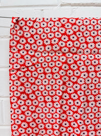 240cms Red & White Floral Fabric LOVELY Vintage