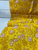 250cms VINTAGE Bright Yellow Cotton Fabric