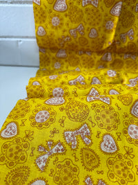 250cms VINTAGE Bright Yellow Cotton Fabric