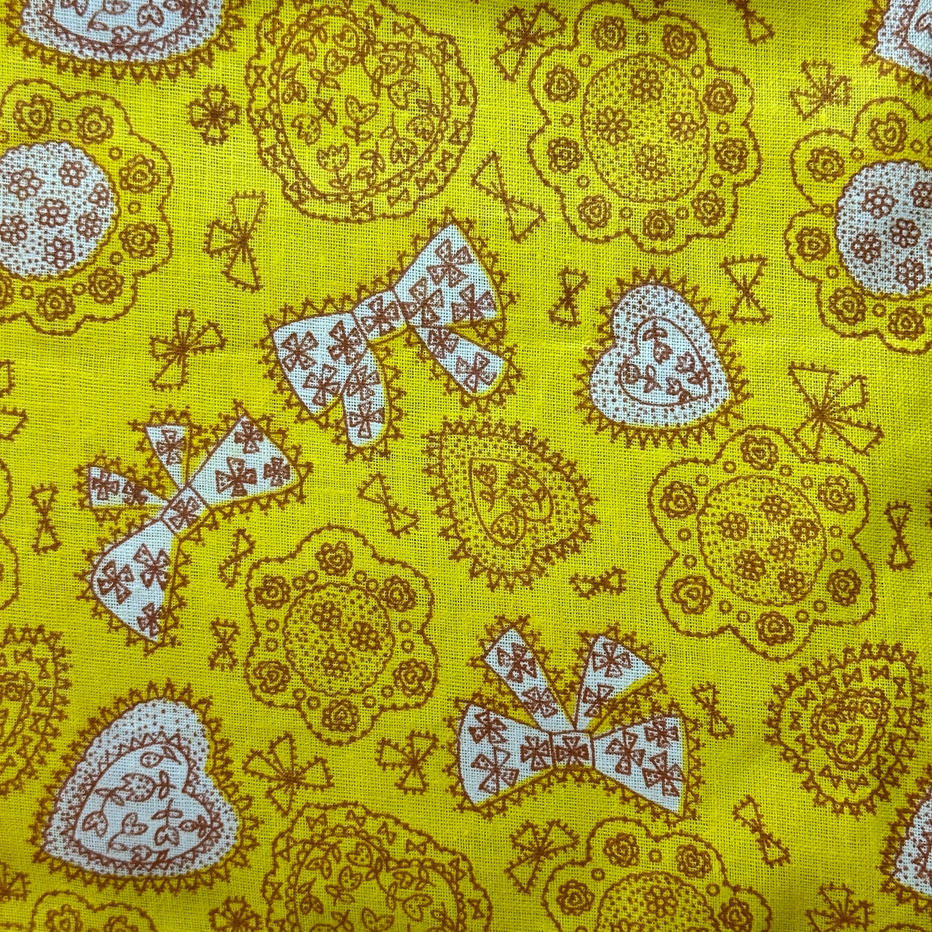 250cms VINTAGE Bright Yellow Cotton Fabric