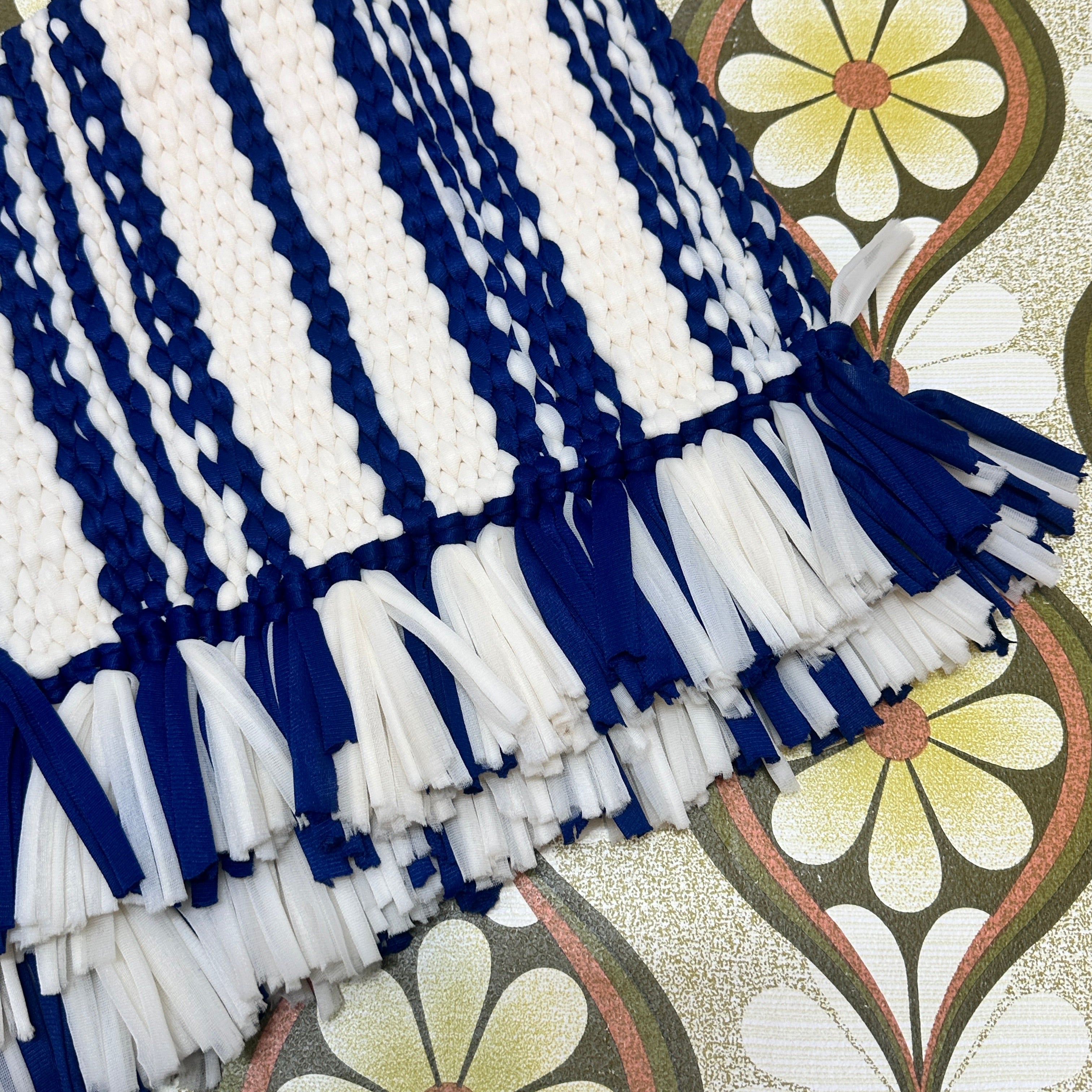 Handmade Navy & Cream Door Mat Rug