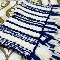 Handmade Navy & Cream Door Mat Rug