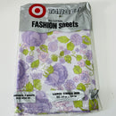254cms One RETRO Purple Floral SHEET All Cotton STUNNING