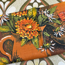 Retro Brown Floral Tea Towel UNUSED
