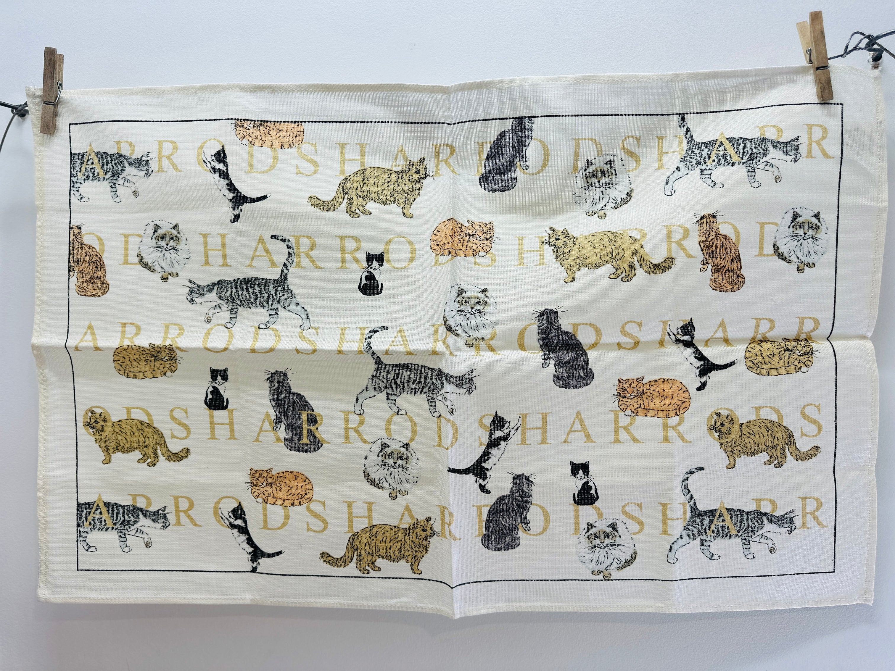 Harrods Cat UNUSED Tea Towel