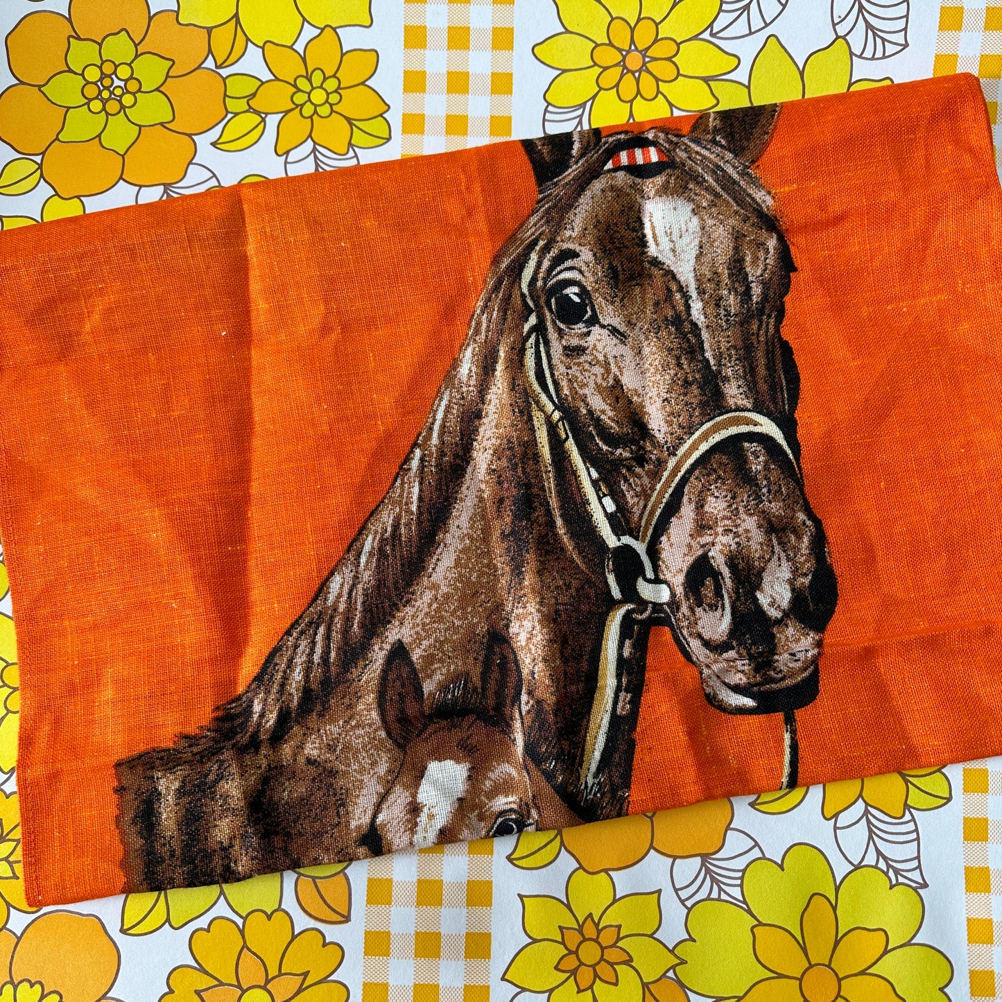 1979 Horse Linen UNUSED Tea Towel