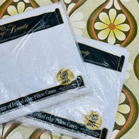 One Pair of Vintage Pillow Cases Frilled Edge