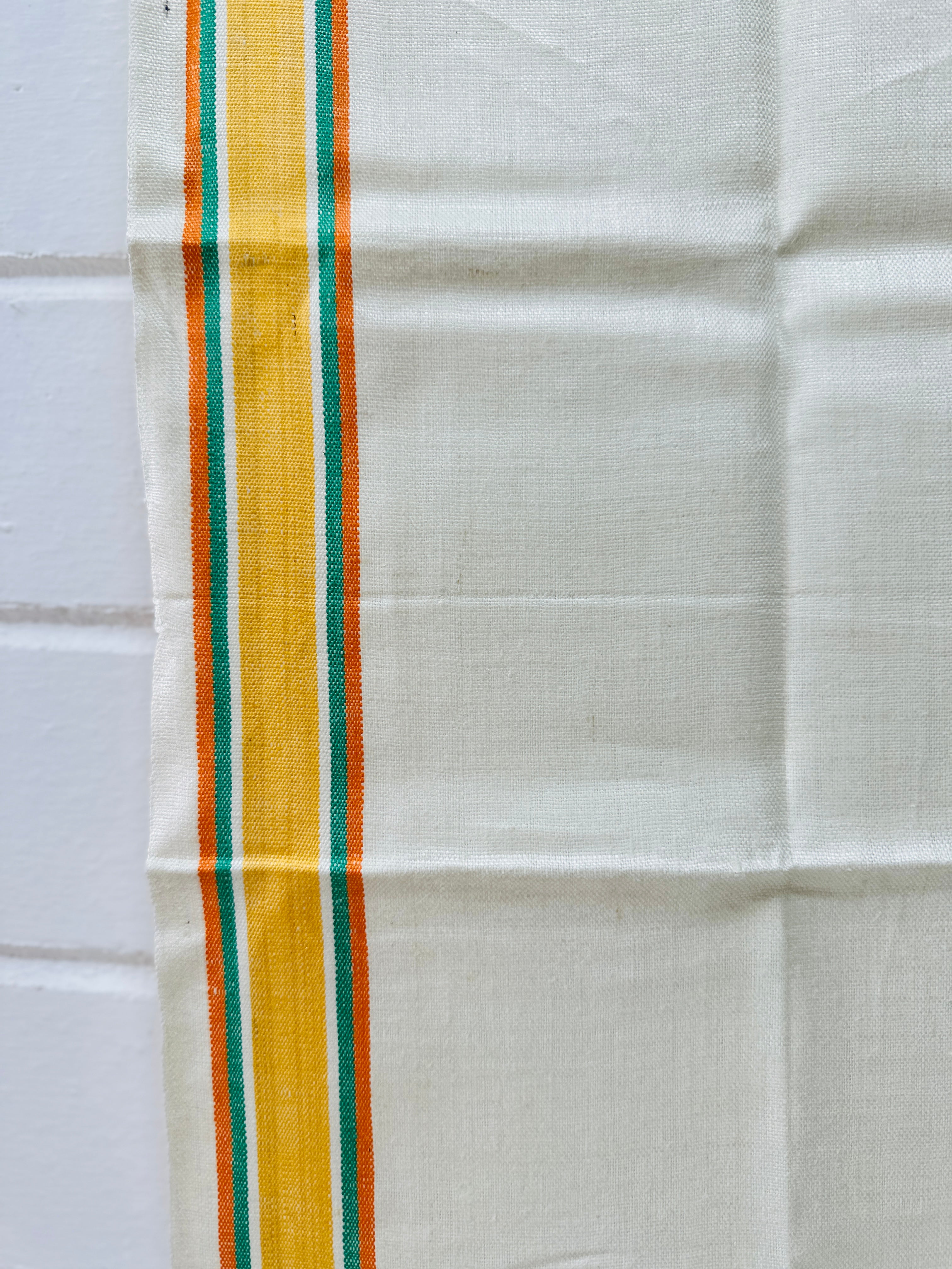 Striped Vintage Linen Tea Towel UNUSED