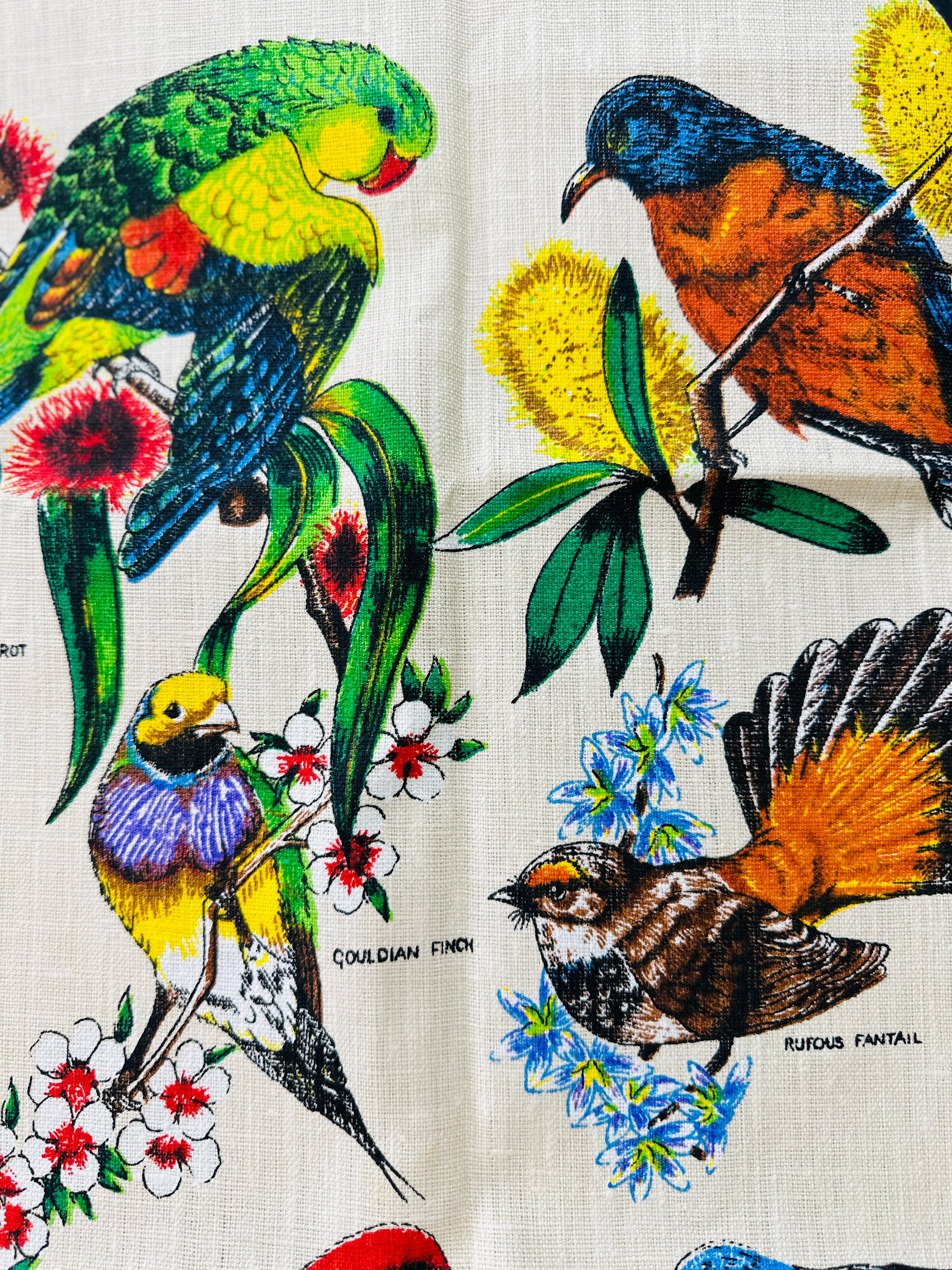 Birds of Australia Vintage UNUSED Tea Towel