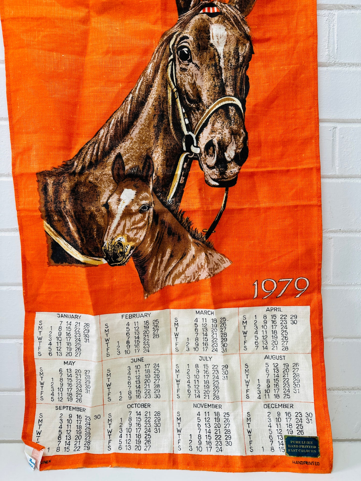 1979 Horse Linen UNUSED Tea Towel