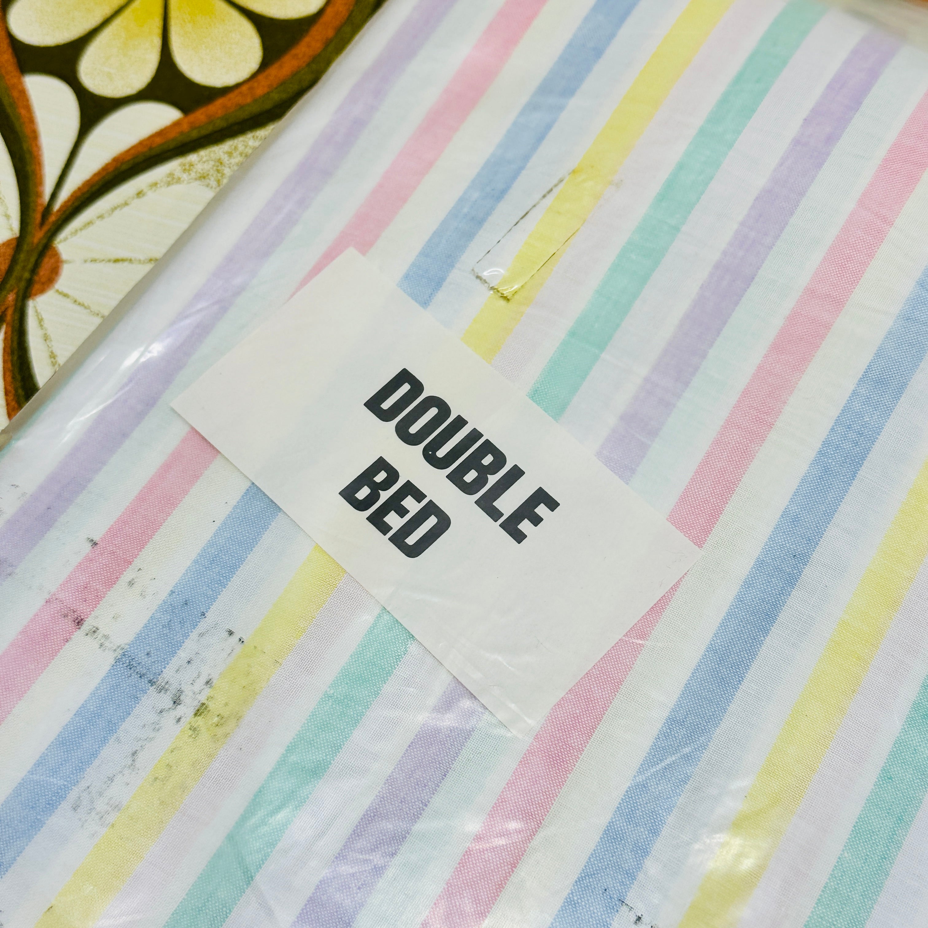 Vintage Unused Candy Stripe Sheet DOUBLE