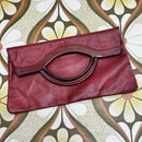 Maroon Vintage Clutch Handbag LEATHER