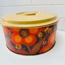 Excellent Condition Large Floral WILLOW Tin RETRO Vintage