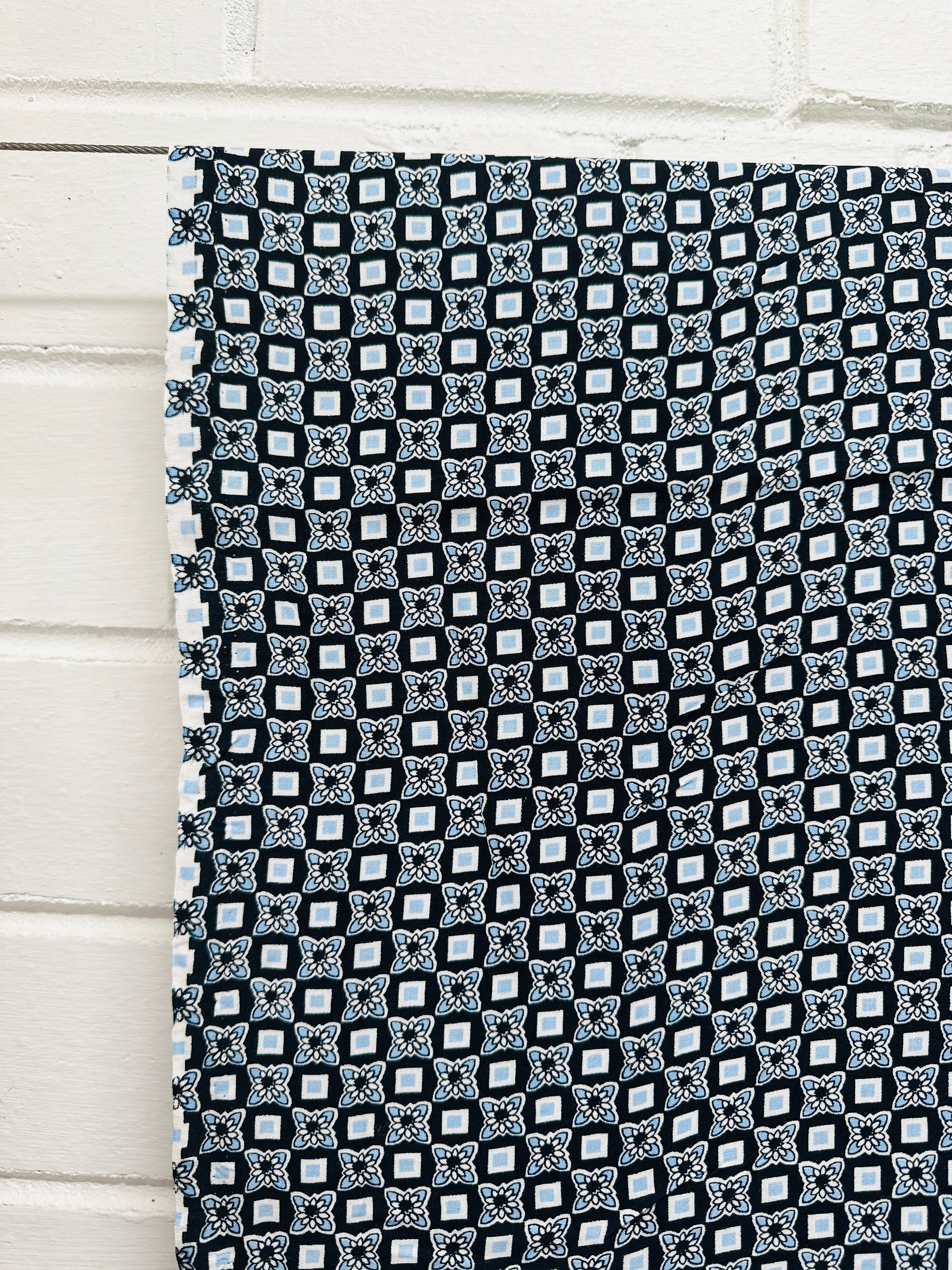 200cms Blue & Black Cotton Fabric