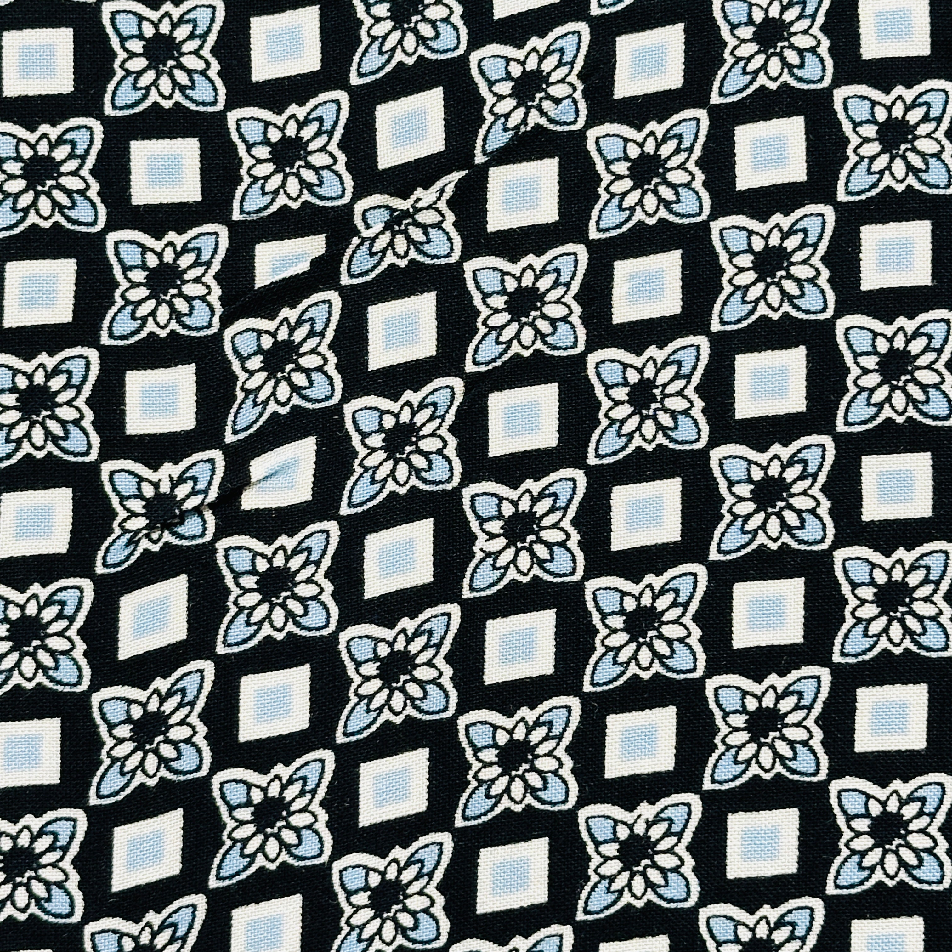 200cms Blue & Black Cotton Fabric