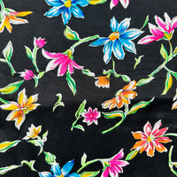 230cms Modern Cotton Black Floral Fabric