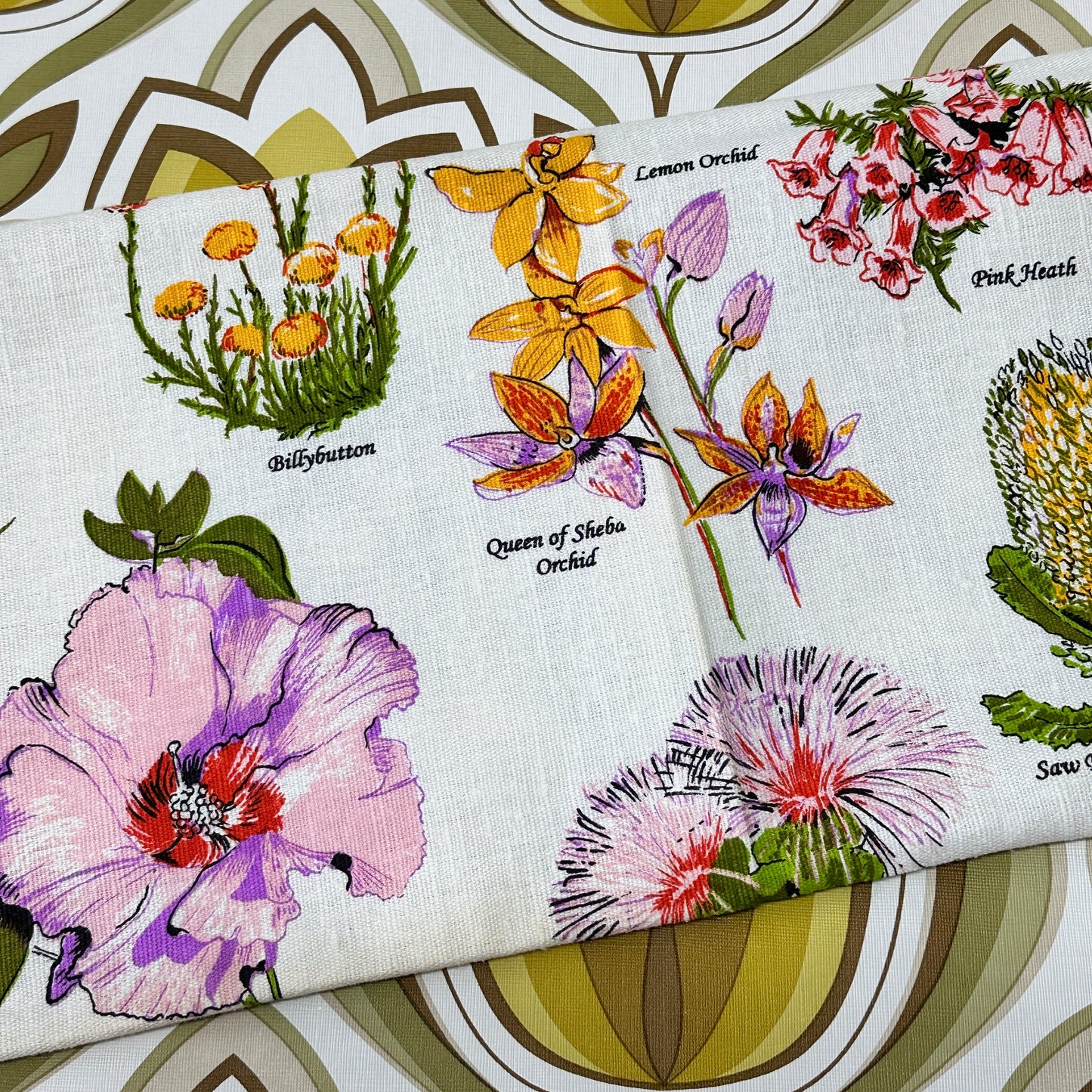 Australian Flowers Tea Towel UNUSED