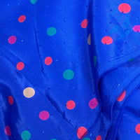 280cms Beautiful Vintage Silky Fabric Blue Polka Dots