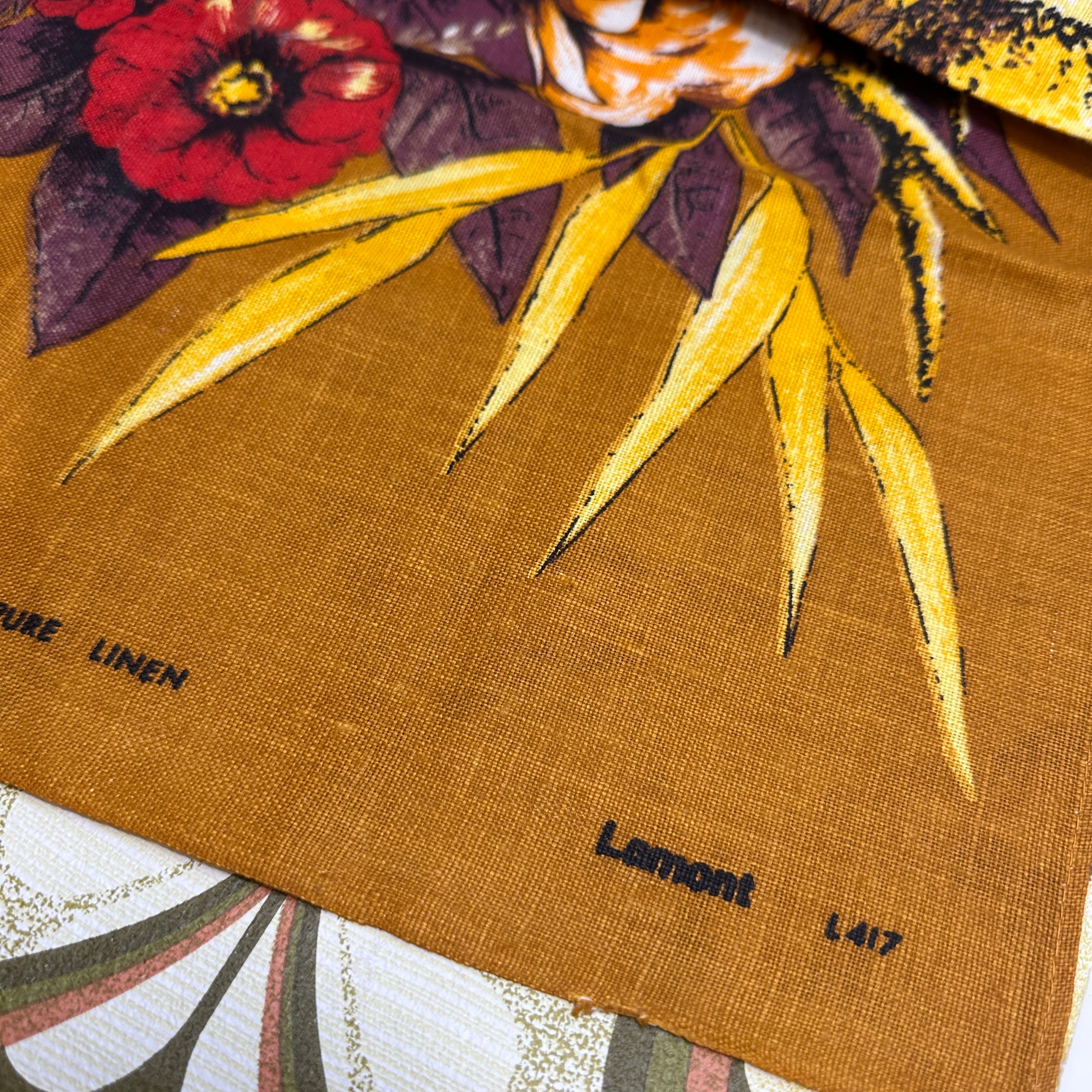 LAMONT Vintage UNUSED Tea Towel FLORAL