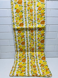 125cms New Old Stock Cotton Sheet Fabric YELLOW Floral