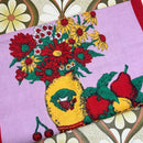 Unused Linen Cotton Floral Tea Towel