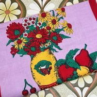 Unused Linen Cotton Floral Tea Towel