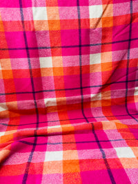 Bright Pinks Vintage Checked Wool Blanket