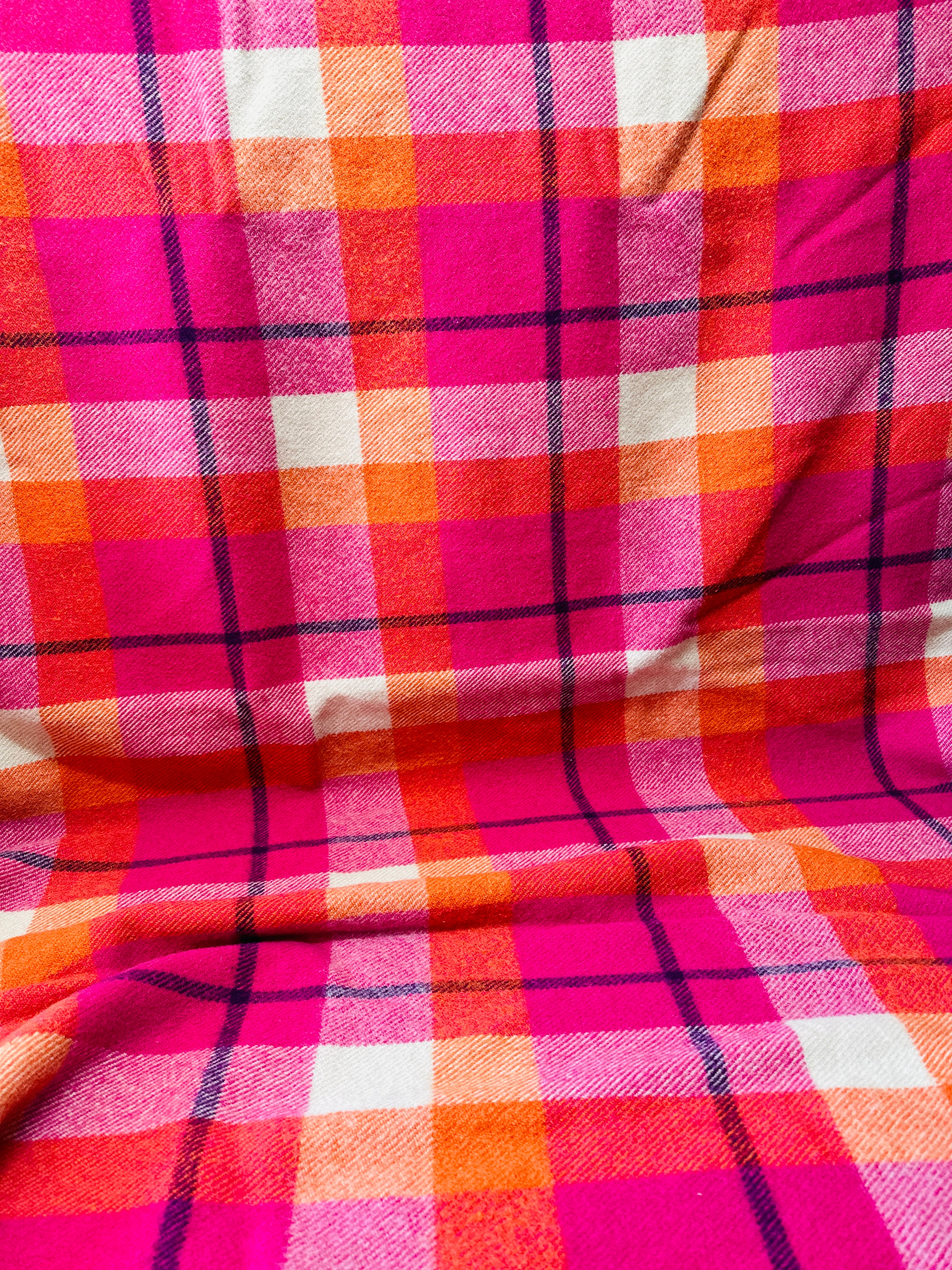 Bright Pinks Vintage Checked Wool Blanket