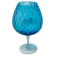 Large EMPOLI Glass Brandy Balloon Stemmed Blue