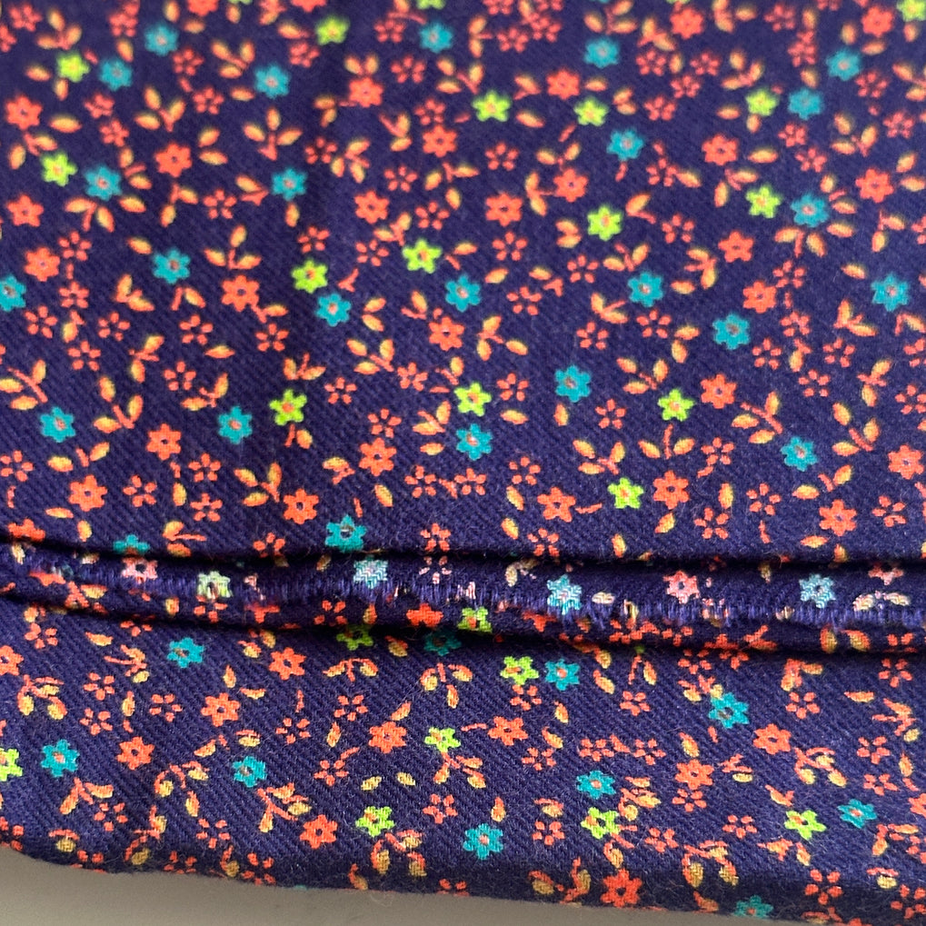 220cms Quality Vintage Navy Blue Floral Fabric Cotton