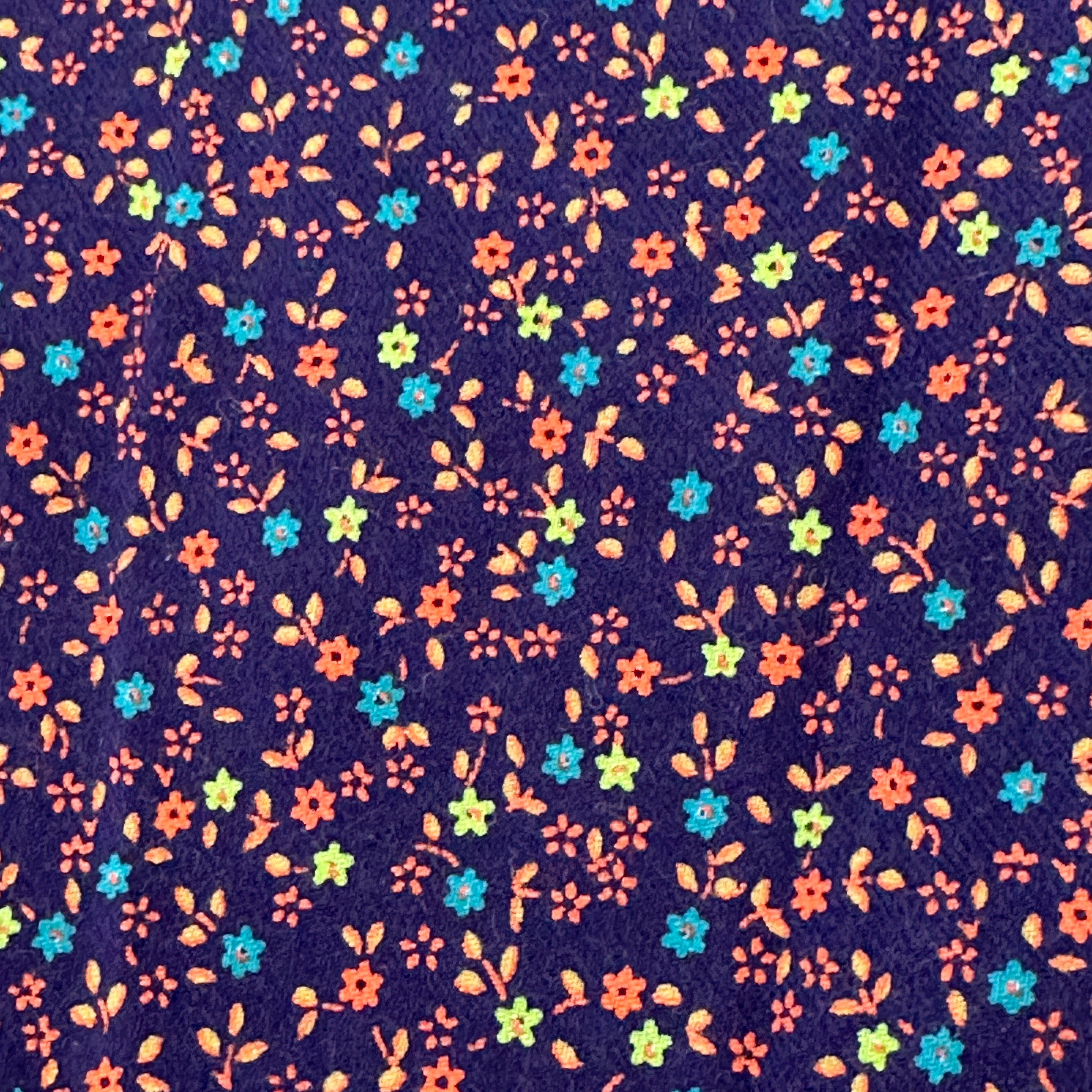 220cms Quality Vintage Navy Blue Floral Fabric Cotton