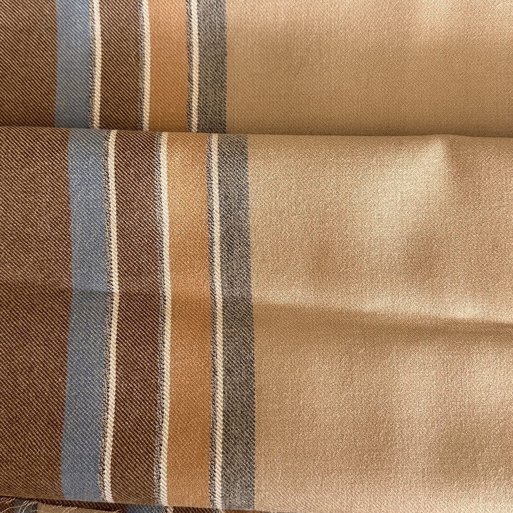 170cms Vintage Brown Cotton Fabric Stripes